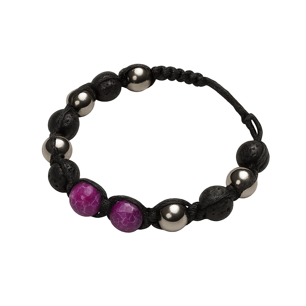 Cortina – Bracciale vulcanico acciaio & pietre viola